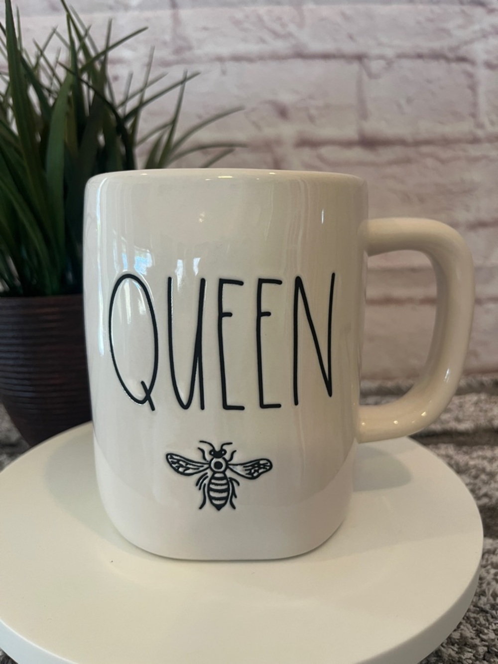 RAE DUNN Queen Bee Ceramic Mug - White